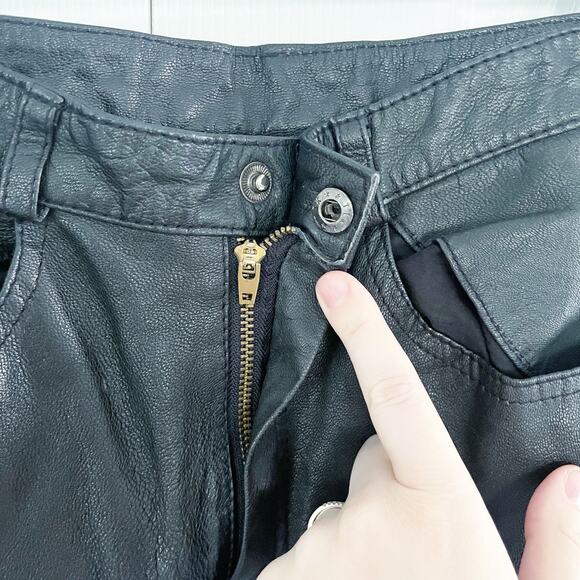 Limited Edition Vintage Black Leather Slim Pants - Picture 3 of 10